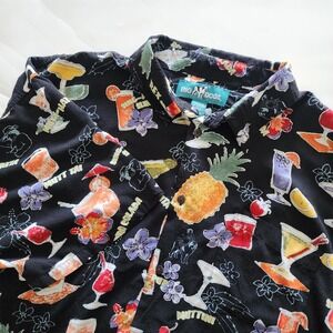 Big‎ Dogs Hawaiian Shirt 3XL Black Tropical Cocktail Party Button Up Mens